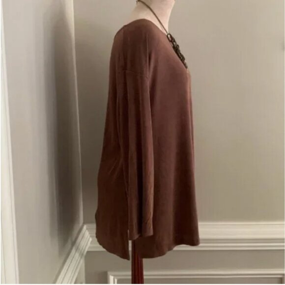 Soft Surroundings Long Sleeve Brown Pull Over Top Size XL - Picture 3 of 7